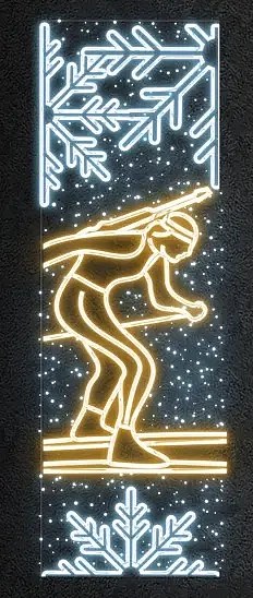 Baner świetlny LED Easy Fix 2D do łyżwiarstwa szybkiego, 80 × 250 cm, ciepła i lodowata biel, dekoracja do oświetlenia publicznego, aluminium