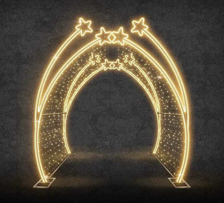 Tunel świetlny Easy Fix 3D LED z gwiazdami, 200 × 250 × 200 cm, ciepła biel z lampą błyskową, aluminium