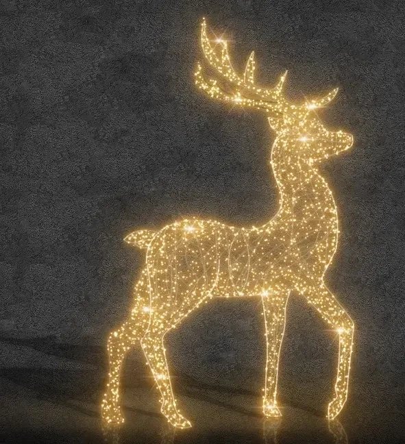Jeleń oświetleniowy Eco Fix 3D LED, 450 × 320 × 100 cm, ciepły biały, aluminium