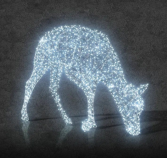 Jeleń 3D LED z odchylaną głową, 250 cm, lodowata biel, 24 V, 98,2 W, 91 kg, 3 części