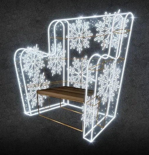 Fotel z oświetleniem LED 3D, 183 × 204 × 118 cm, lodowata biel, 230 V