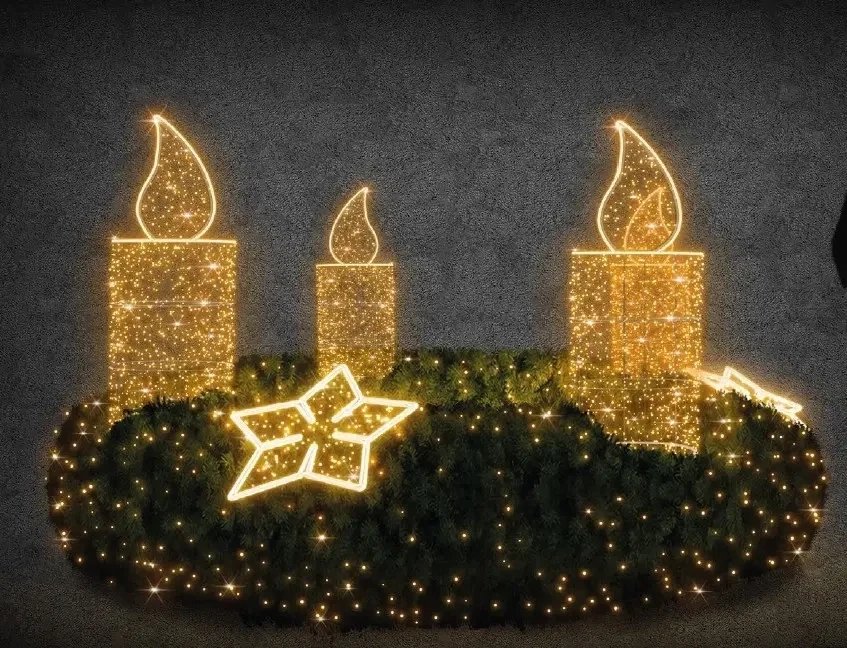Wieniec świetlny LED 3D, 200 cm, ciepła biel