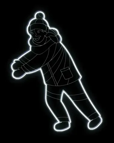 Dekoracja świetlna LED Eco Fix 2D, figura II, budowanie bałwana, 145 × 185 × 3 cm, lodowata biel, wisząca, druk 3D