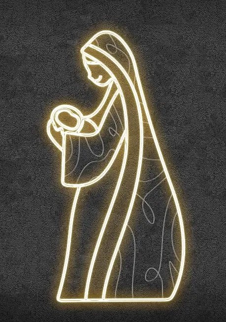 Dekor świetlny LED Easy Fix 2D, Marie, biały, 114 × 208 × 63 cm, ciepły biały, stojący, drukowany 3D, aluminium
