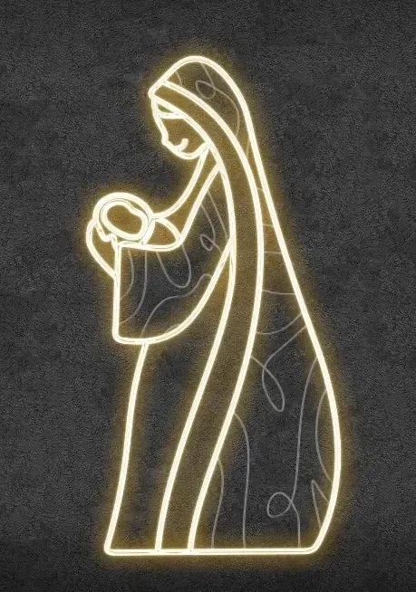 Dekor świetlny LED Easy Fix 2D, Marie, biały, 114 × 208 × 63 cm, ciepły biały, stojący, drukowany 3D, aluminium