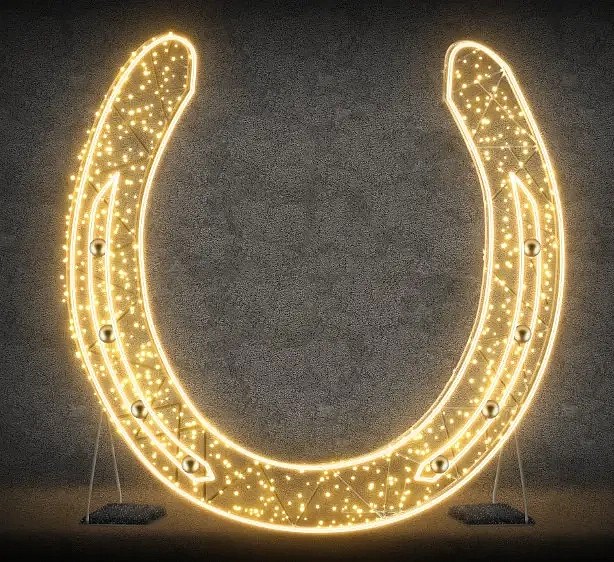 Podkowa LED 2D, 220 × 220 cm, ciepła biel, stojąca, druk 3D