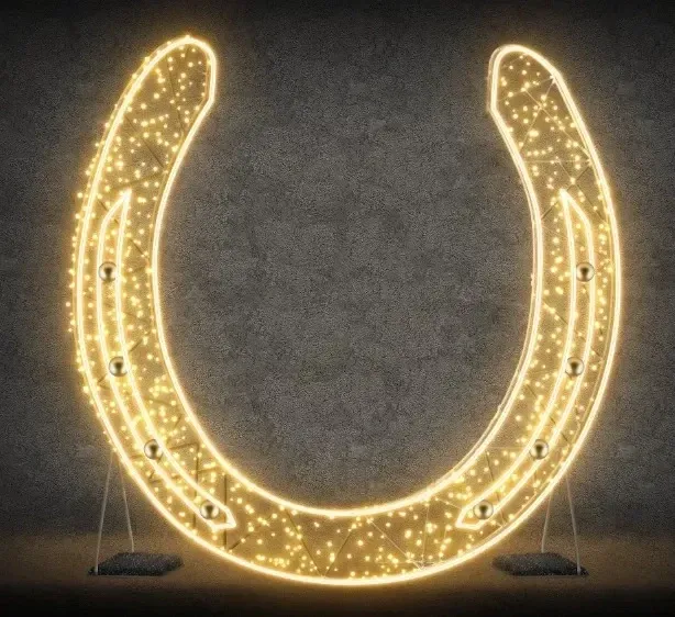 Podkowa LED 2D, 220 × 220 cm, ciepła biel, stojąca, druk 3D