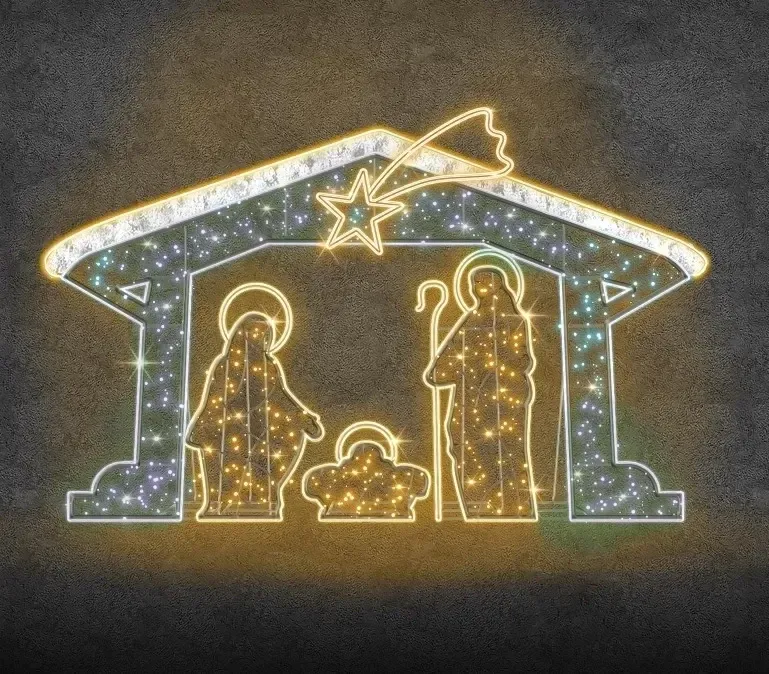 Szopka podświetlana LED Eco Fix 2D, 475 × 300 cm, ciepła i lodowata biel, stojąca, druk 3D, aluminium