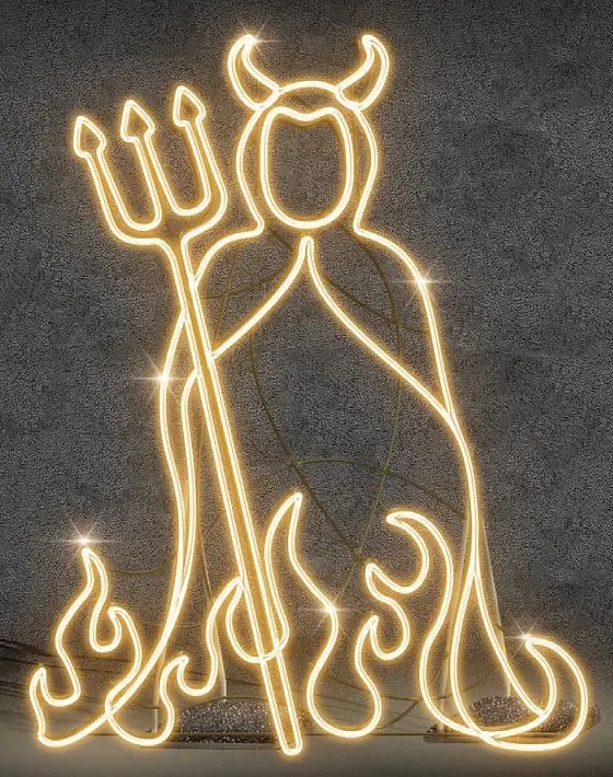 Lampa LED 2D Lucifer, 128 × 165 cm, ciepła biel, stojąca
