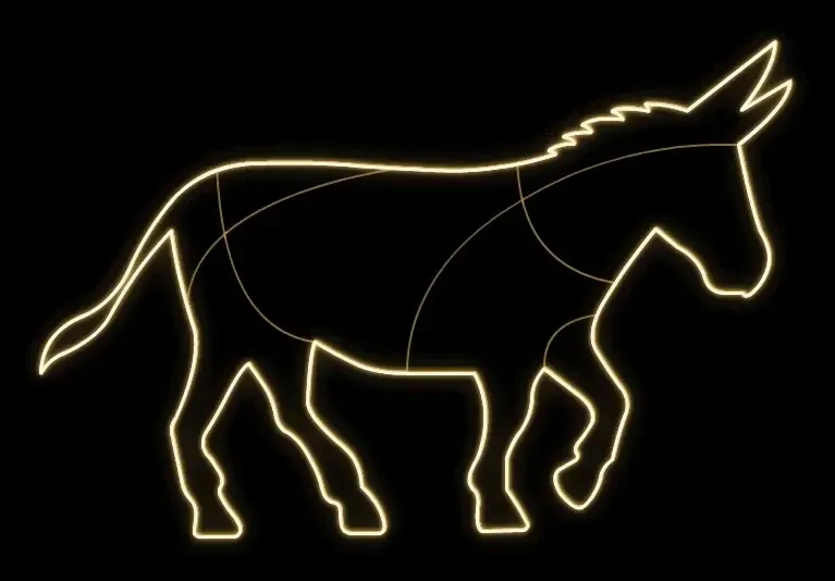 Oświetlenie LED Eco Fix 2D osioł, 200 × 130 cm, ciepły biały, stojące, aluminium