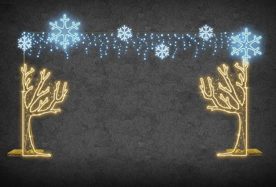 Ramka oświetleniowa Eco Fix 2D LED z połówkami drzew, 500 × 300 cm, ciepła i lodowata biel, stojąca, druk 3D