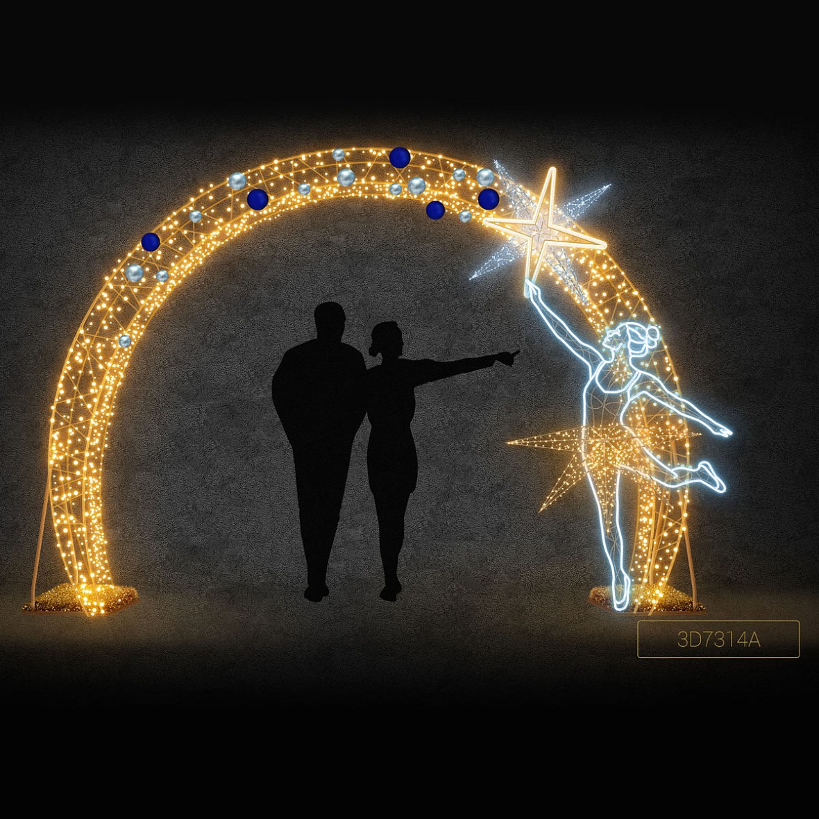 Bramka oświetleniowa Eco Fix 3D LED, 400 × 400 × 50 cm, ciepła i lodowata biel, aluminium