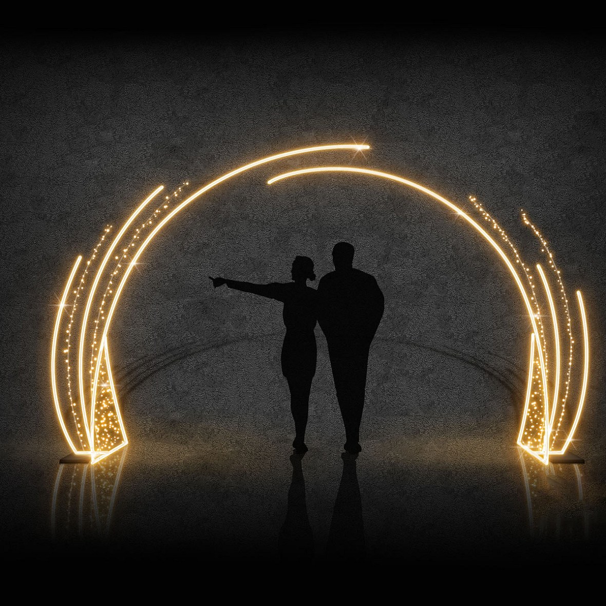 Bramka oświetleniowa Easy Fix 3D LED, 490 × 265 cm, ciepła biel, stojąca, aluminium