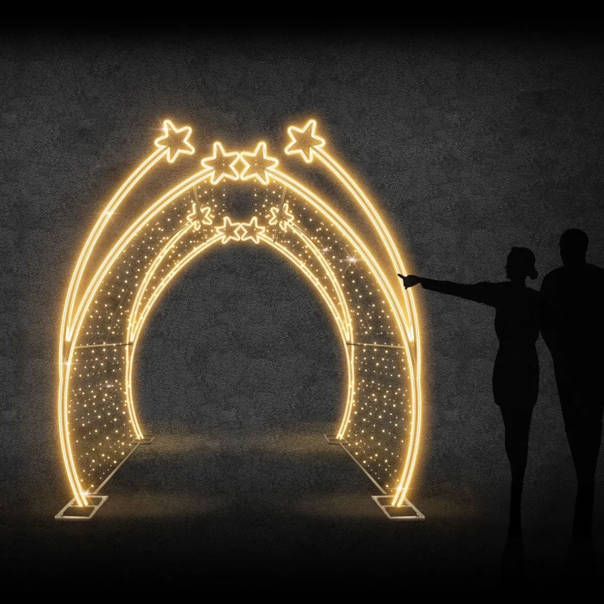 Tunel świetlny Easy Fix 3D LED z gwiazdami, 200 × 250 × 200 cm, ciepła biel z lampą błyskową, aluminium