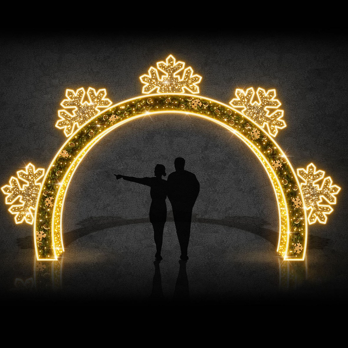 Bramka świetlna 3D LED z półpłatkami, 500 × 450 cm, ciepła biel, aluminium