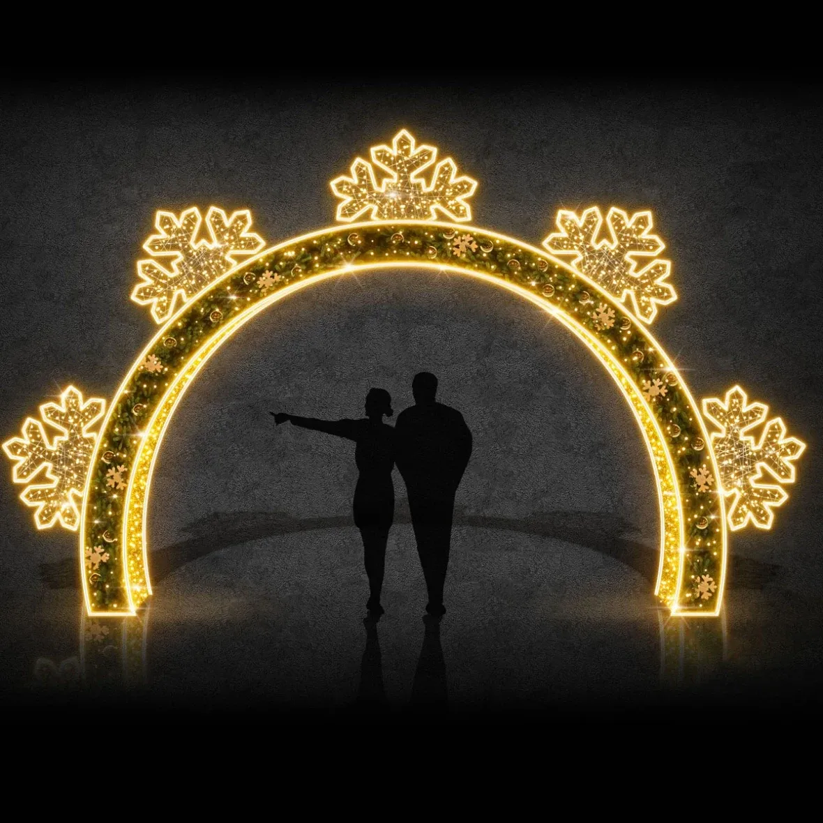 Bramka świetlna 3D LED z półpłatkami, 500 × 450 cm, ciepła biel, aluminium