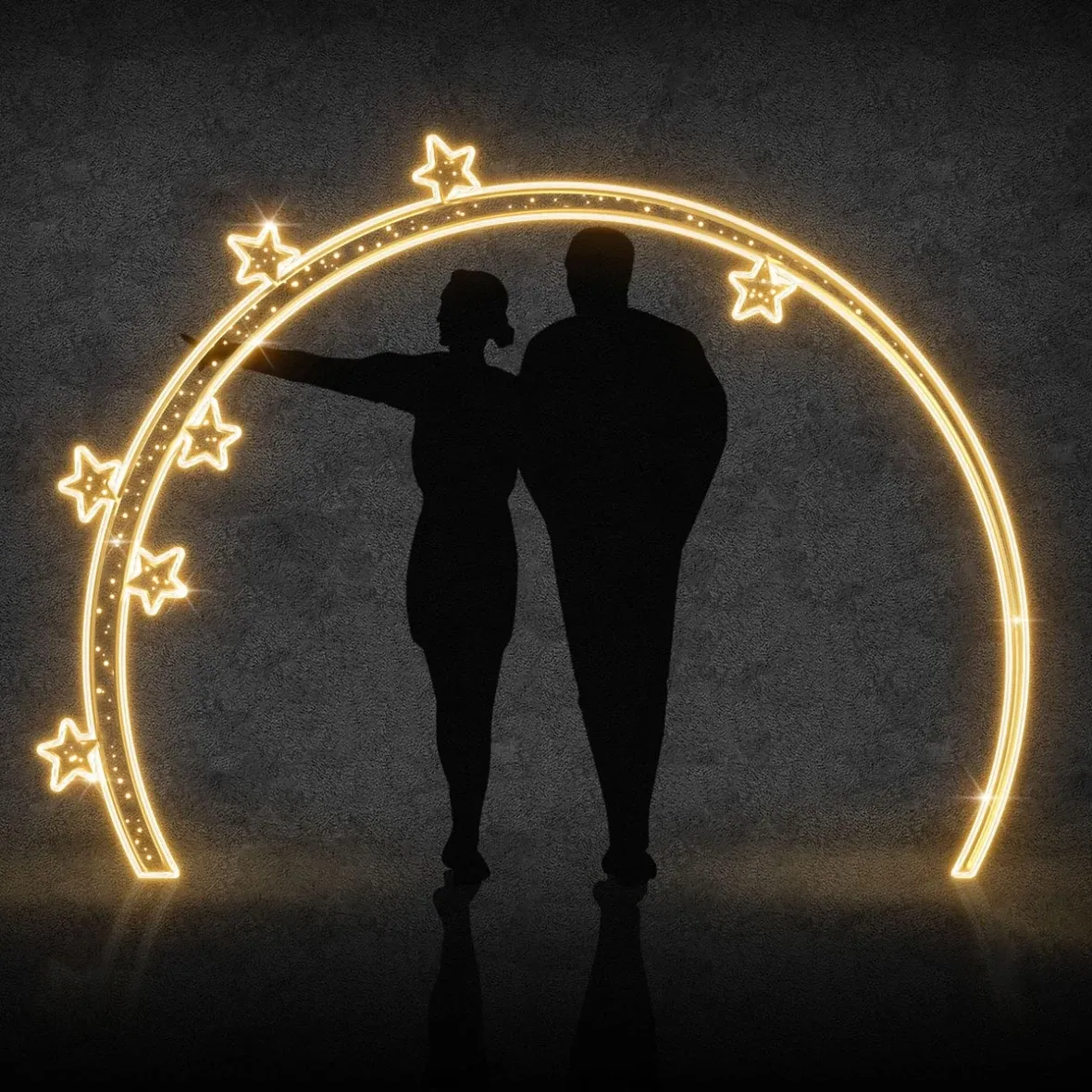 Bramka oświetleniowa Easy Fix 2D LED 7 gwiazdek, stojąca, 260 × 190 cm, ciepła biel, aluminium, wewnętrzna