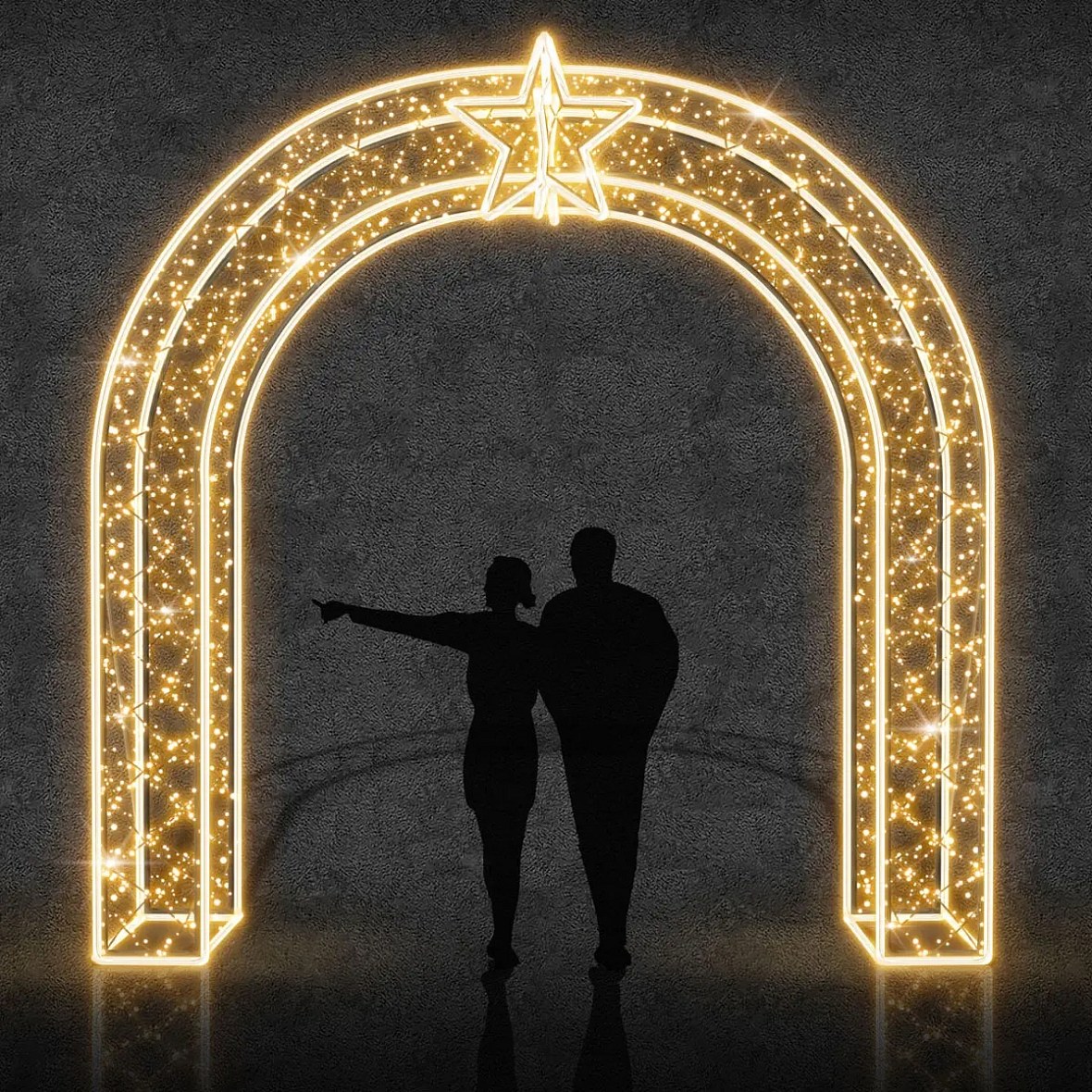 Easy Fix 2D LED star light gate, przelotowa, 270 × 300 cm, ciepła biel, stojąca, aluminium