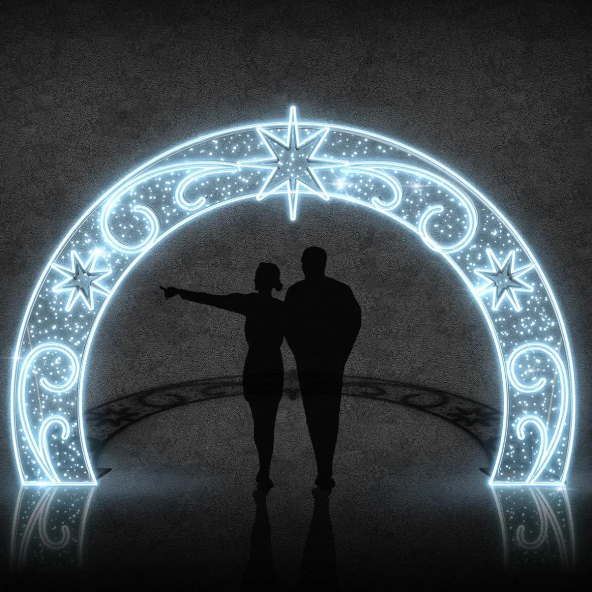 Oświetlenie gwiazd i wiatru Easy Fix 2D LED, stojące, 405 × 290 × 110 cm, biel lodowa, aluminium