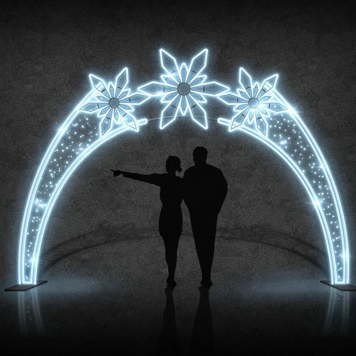 Bramka oświetleniowa Easy Fix 2D LED 3 płatki DZ527, stojąca, 300 × 320 × 4 cm, biel lodowa, aluminium