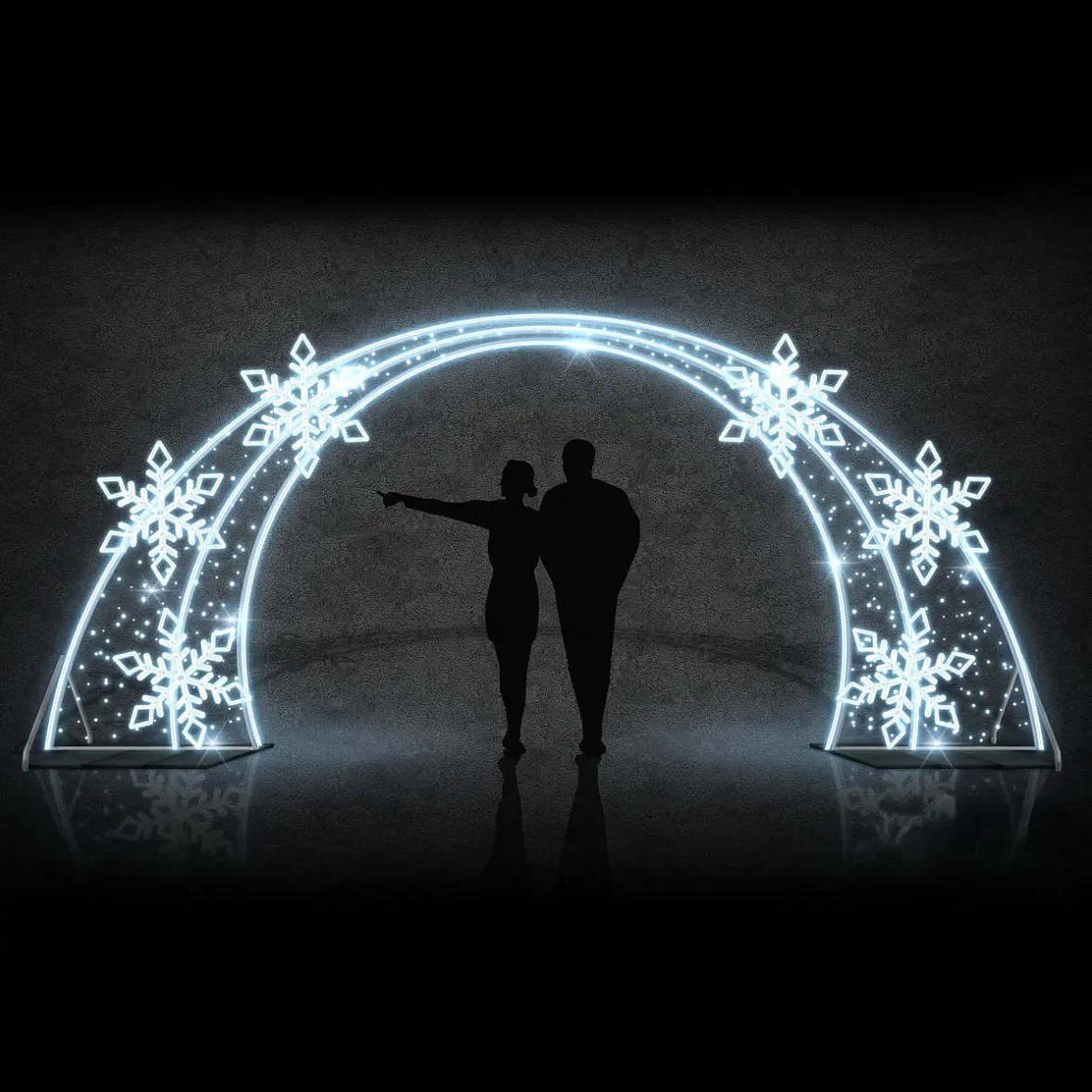 Bramka oświetleniowa Easy Fix 2D LED 6 płatków DZ107, stojąca, 560 × 245 cm, biel lodowa, aluminium