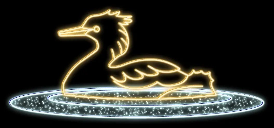 Kaczka świetlna LED 2D, 210 × 100 cm, stojąca, druk 3D
