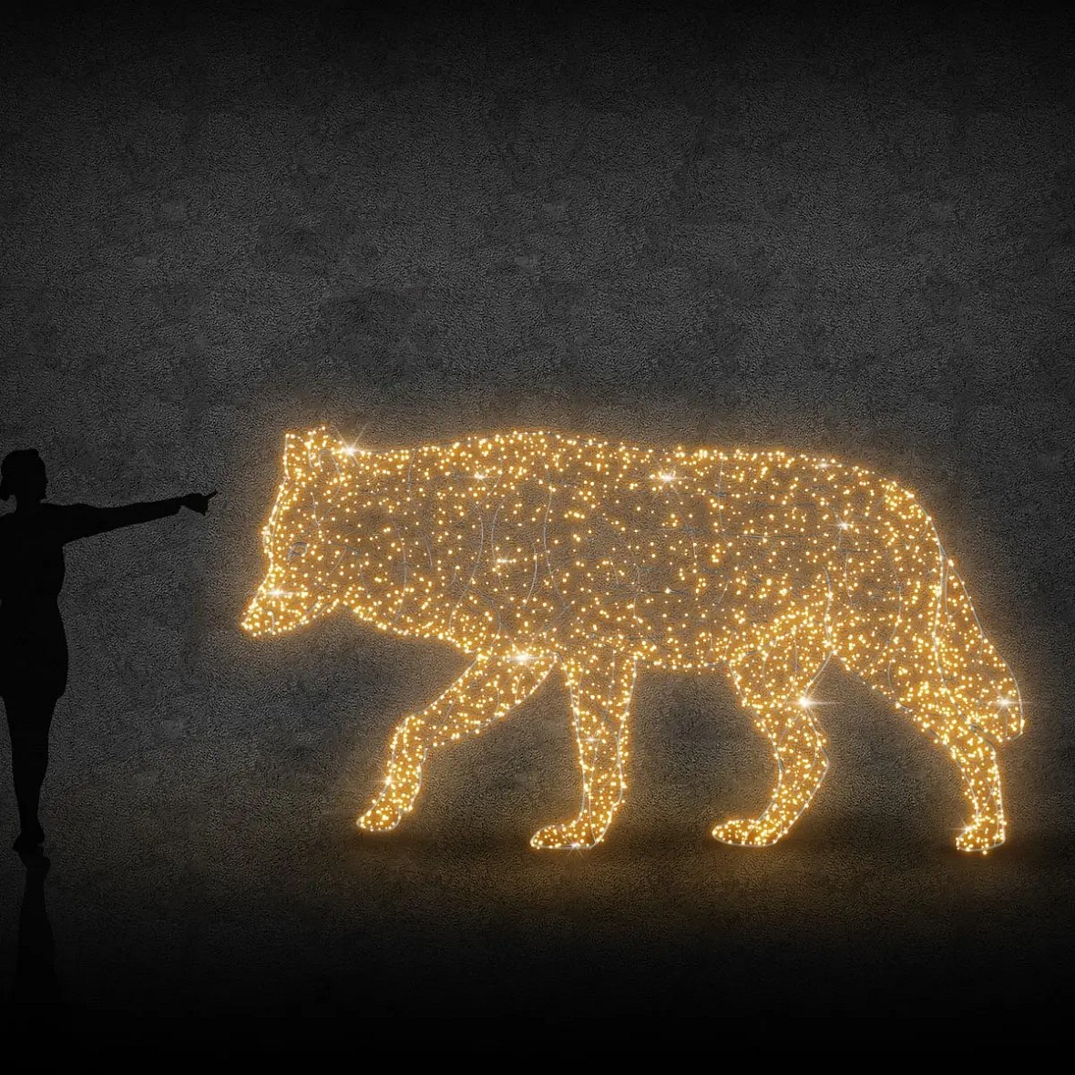 Eco Fix 3D LED light wolf 180 cm, ciepła biel, aluminium
