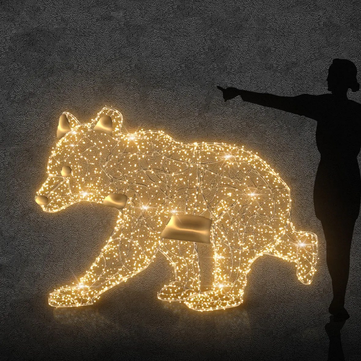 Eco Fix 3D LED light bear cub cm, ciepły biały, aluminium