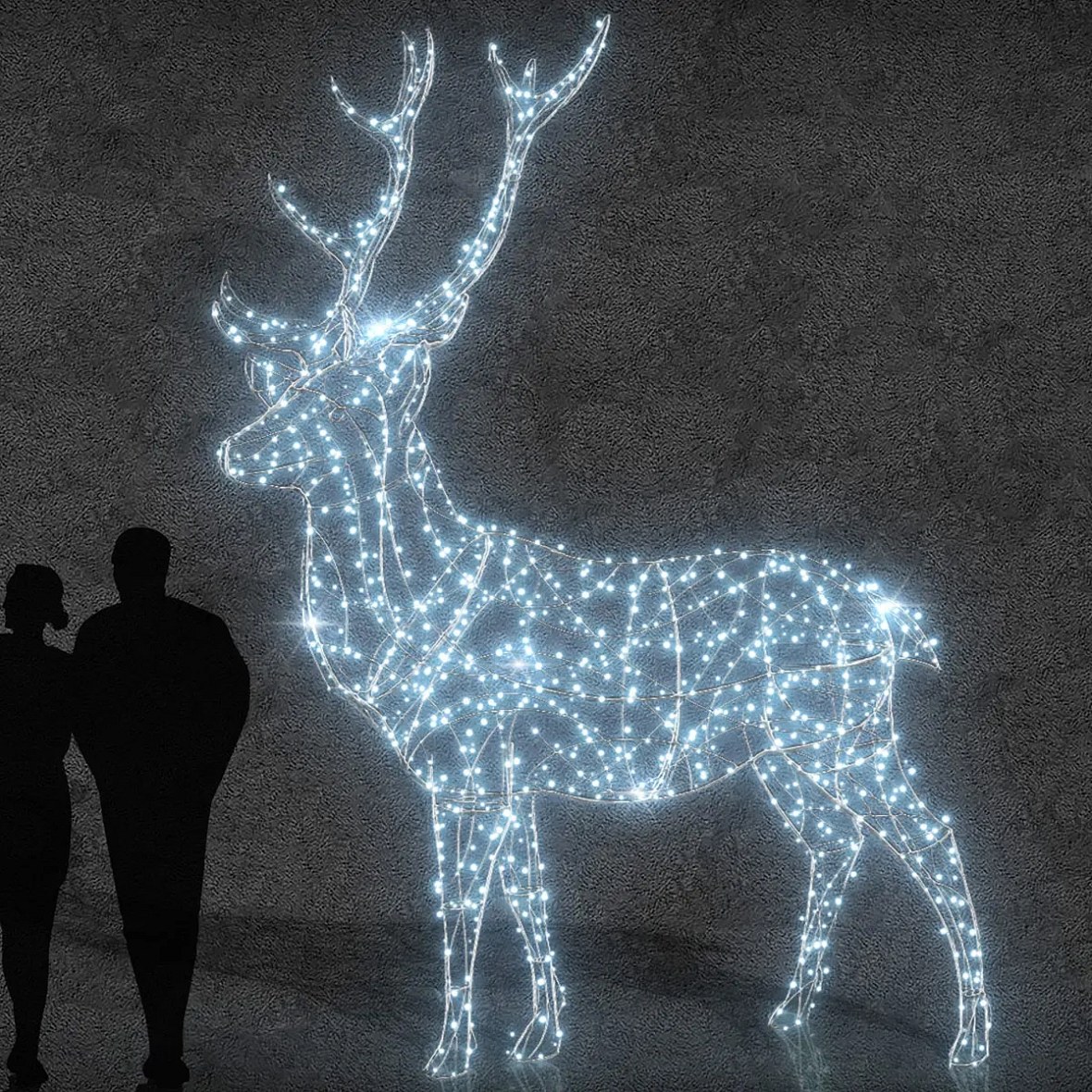 Jeleń świetlny 3D LED 350 cm, 36 V, 40,3 W, lodowa biel, wykonany z 4 części