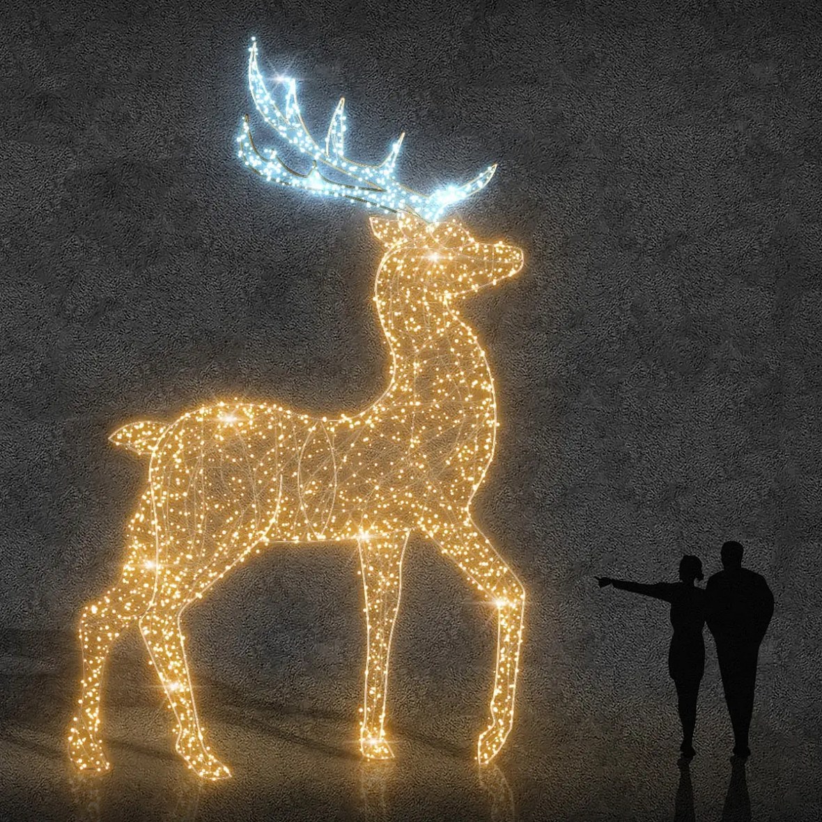 Eco Fix 3D LED jeleń 600 cm, lodowe poroże, ciepły biały, aluminium