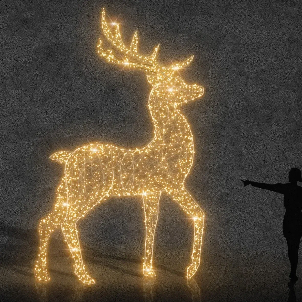 Jeleń oświetleniowy Eco Fix 3D LED, 400 × 250 × 60 cm, ciepły biały, aluminium