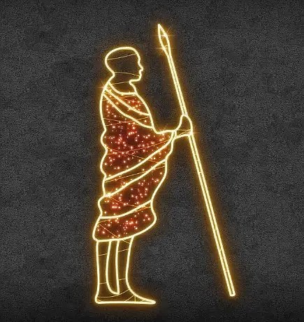Eco Fix 2D LED figura świetlna afrykańska, 114 × 225 cm, ciepła biel, stojąca, druk 3D