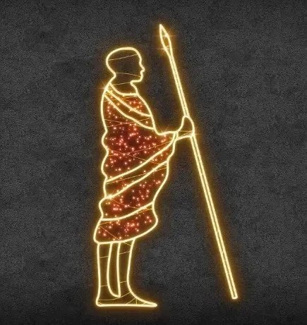 Eco Fix 2D LED figura świetlna afrykańska, 114 × 225 cm, ciepła biel, stojąca, druk 3D