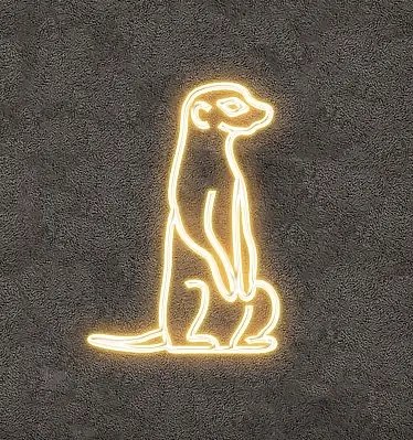 Eco Fix 2D LED light Surikata, siedząca, wisząca, 65 × 90 × 3 cm, ciepła biel, druk 3D, złota