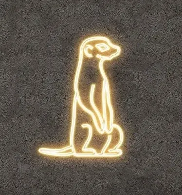 Eco Fix 2D LED light Surikata, siedząca, wisząca, 65 × 90 × 3 cm, ciepła biel, druk 3D, złota