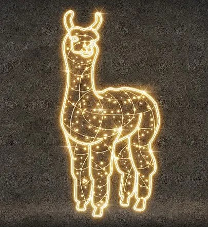Lampa Eco Fix 2D LED Alpaca, wisząca, 90 × 200 × 4 cm, ciepła biel, nadruk 3D, złota