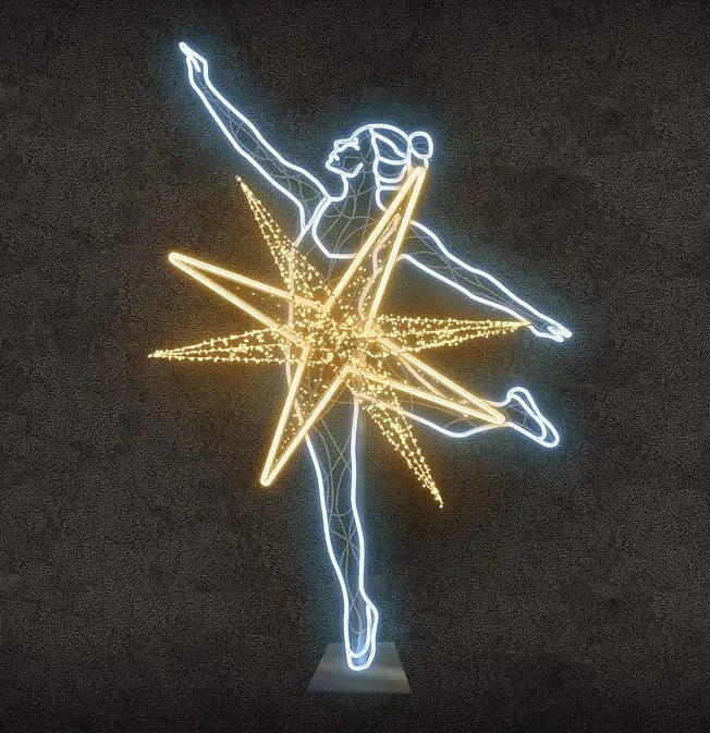 Eco Fix 2D LED Light Ballerina II, 165 × 245 cm, ciepła i lodowata biel, stojąca, druk 3D