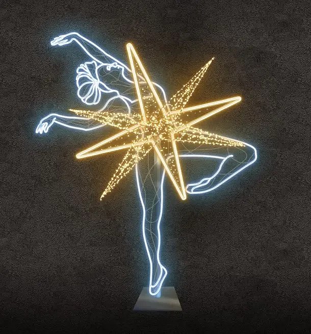 Eco Fix 2D LED Light Ballerina III, 190 × 225 cm, ciepła i lodowata biel, stojąca, druk 3D