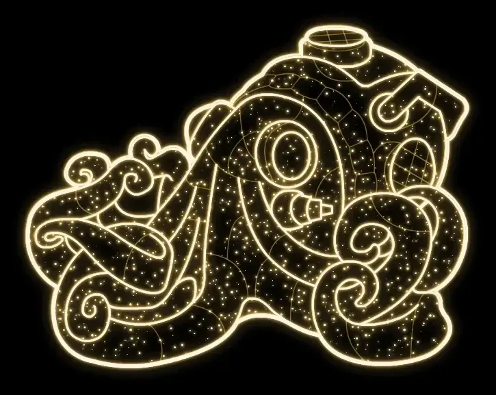 Ośmiornica Eco Fix 2D LED, 145 × 190 cm, ciepła biel, stojąca, druk 3D, aluminium