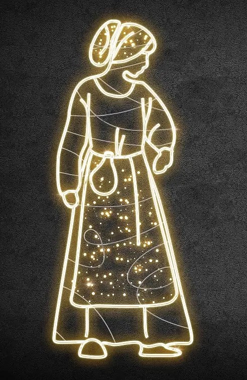 Eco Fix 2D LED figura świetlna dziewczynki, 200 × 85 cm, ciepła biel, stojąca, druk 3D