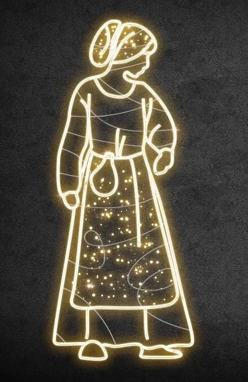 Eco Fix 2D LED figura świetlna dziewczynki, 200 × 85 cm, ciepła biel, stojąca, druk 3D