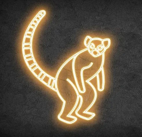 Eco Fix 2D LED light lemur, stojący, wiszący, 110 × 136 × 5 cm, ciepły biały, drukowany 3D, złoty