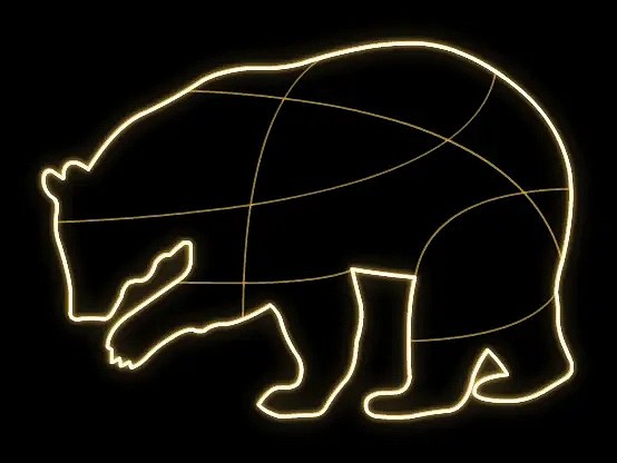 Eco Fix 2D LED light bear, wiszący, 130 × 166 × 3 cm, ciepły biały, nadruk 3D, złoty