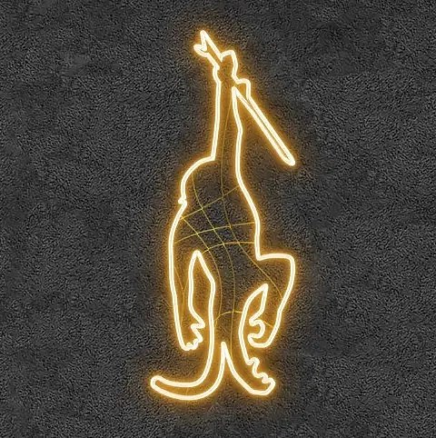 Eco Fix 2D LED light monkey, wisząca, wisząca, 60 × 144 × 3 cm, ciepła biel, nadruk 3D, złota