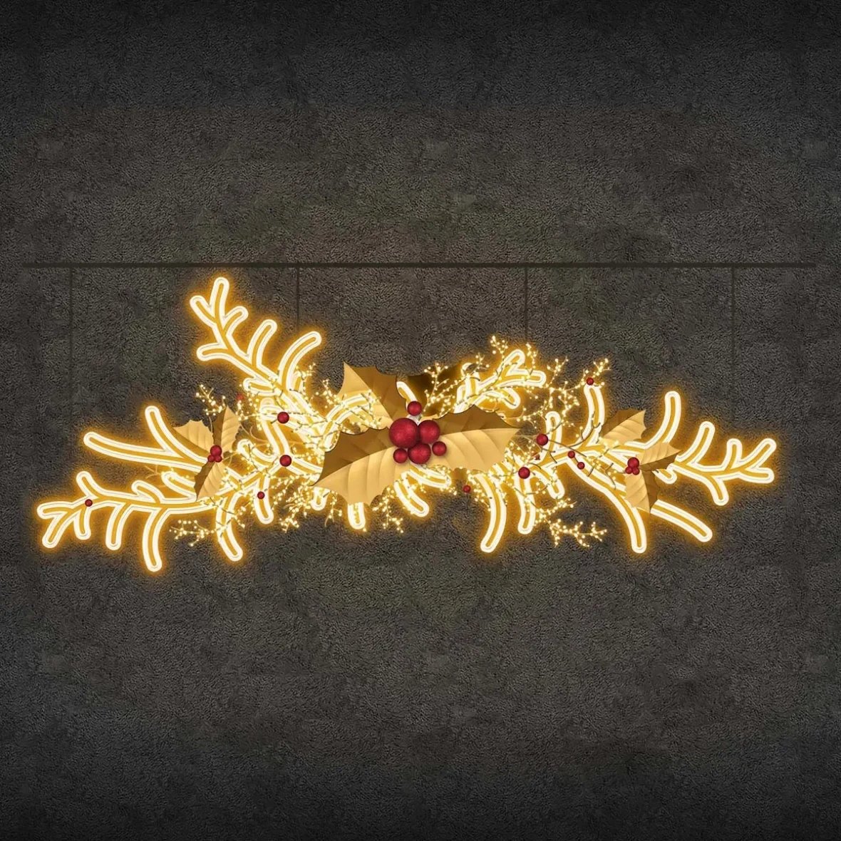 Gałąź świetlna Easy Fix 2D LED, wisząca, 245 × 100 × 15 cm, ciepła biel, nadruk 3D, złota