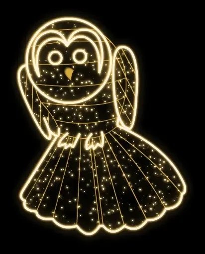 Sowa Eco Fix 2D LED, wisząca, 130 × 165 × 5 cm, ciepła biel, nadruk 3D, złota