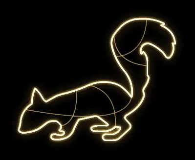 Eco Fix 2D LED wiewiórka świetlna, na ziemi, wisząca, 175 × 135 × 3 cm, ciepła biel, druk 3D, złota
