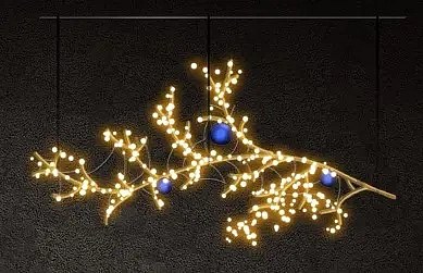 Gałąź świetlna Eco Fix 2D LED, 182 × 97 × 10 cm, ciepła biel, wisząca, druk 3D