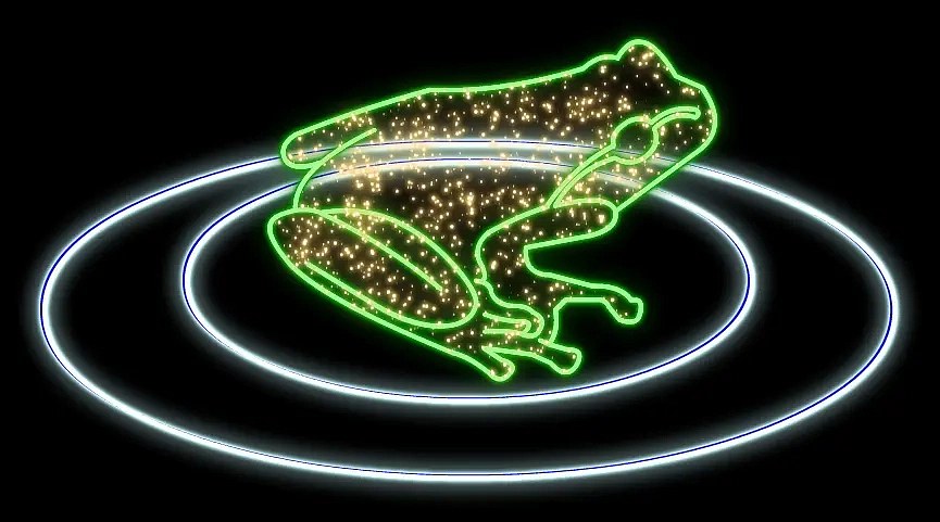 Żaba świetlna LED 2D, kolorowa, 120 × 160 × 60 cm, stojąca, druk 3D