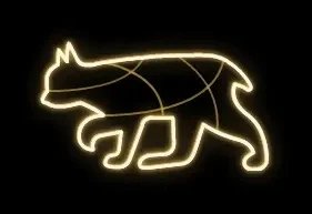 Easy Fix 2D LED lynx kitten light, 115 × 65 cm, ciepła biel, stojąca, druk 3D, aluminium